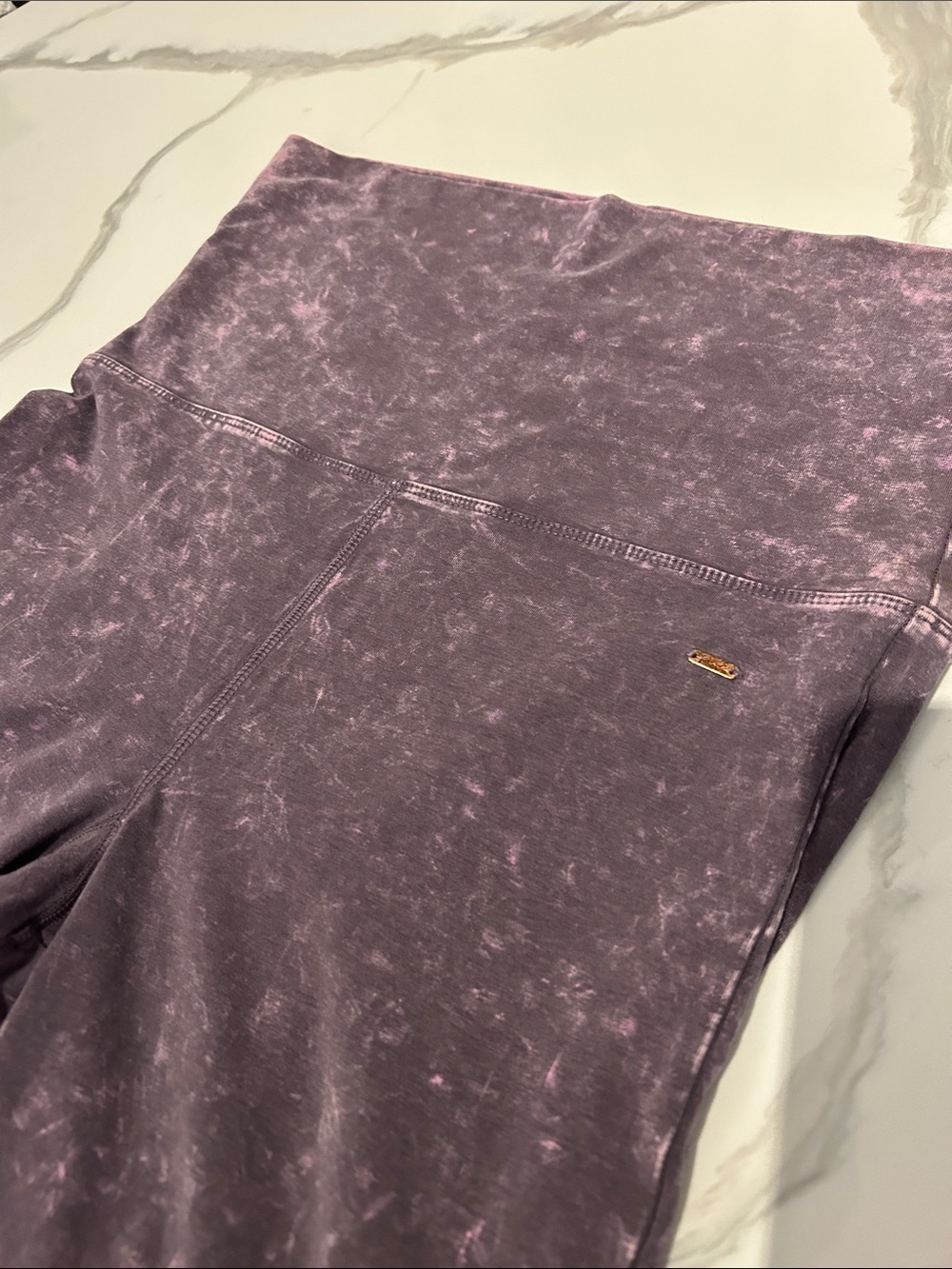 PINK Victoria's Secret Purple Marble Flare Leggings w: cute side slits - Medium - Picture 7 of 8
